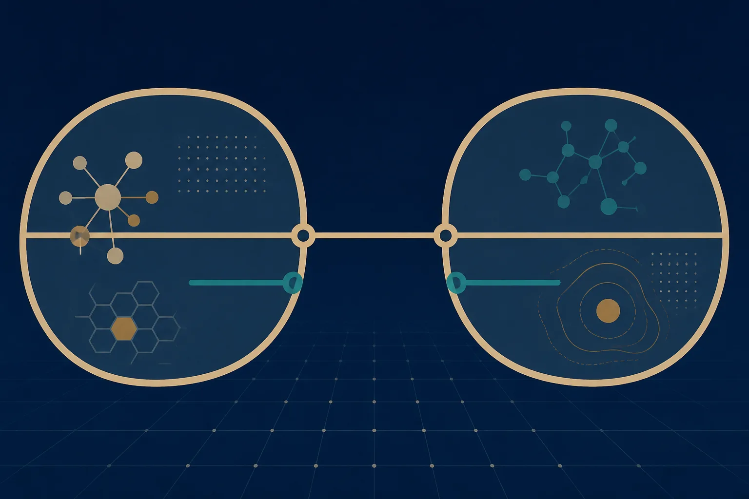 Abstract diagram of two institutional boundaries drawn as concentric enclosures, with a single line of material crossing between them and a contract layer shown as a separate band that stops at each boundary rather than travelling with the material